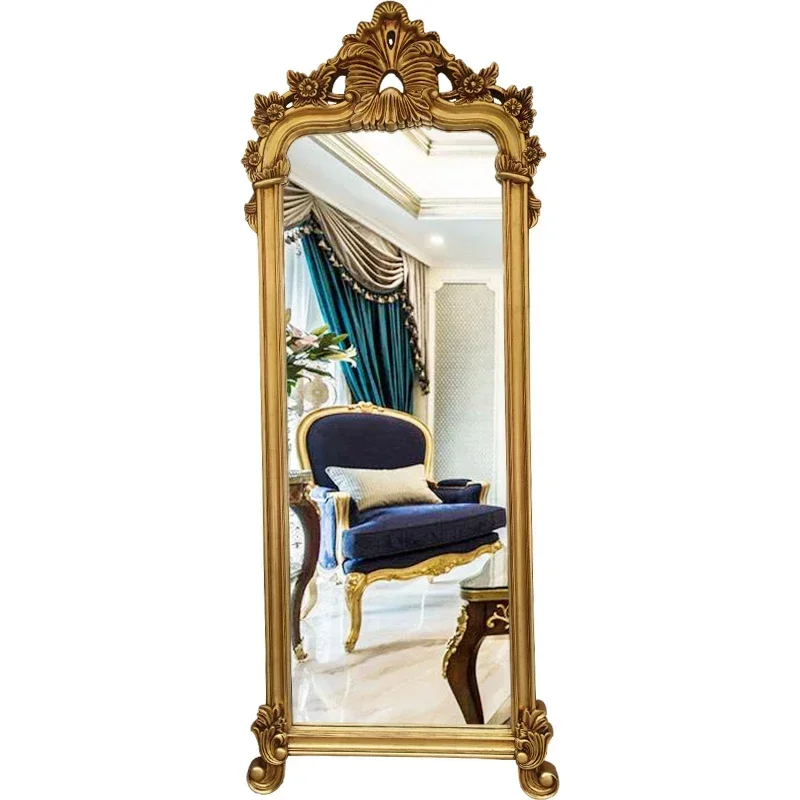 Nordic Full Length Mirror Full Body Aesthetic Shower Gold Mirror Floor Standing Luxury Decorative Miroir Mural Home Decor WH30XP