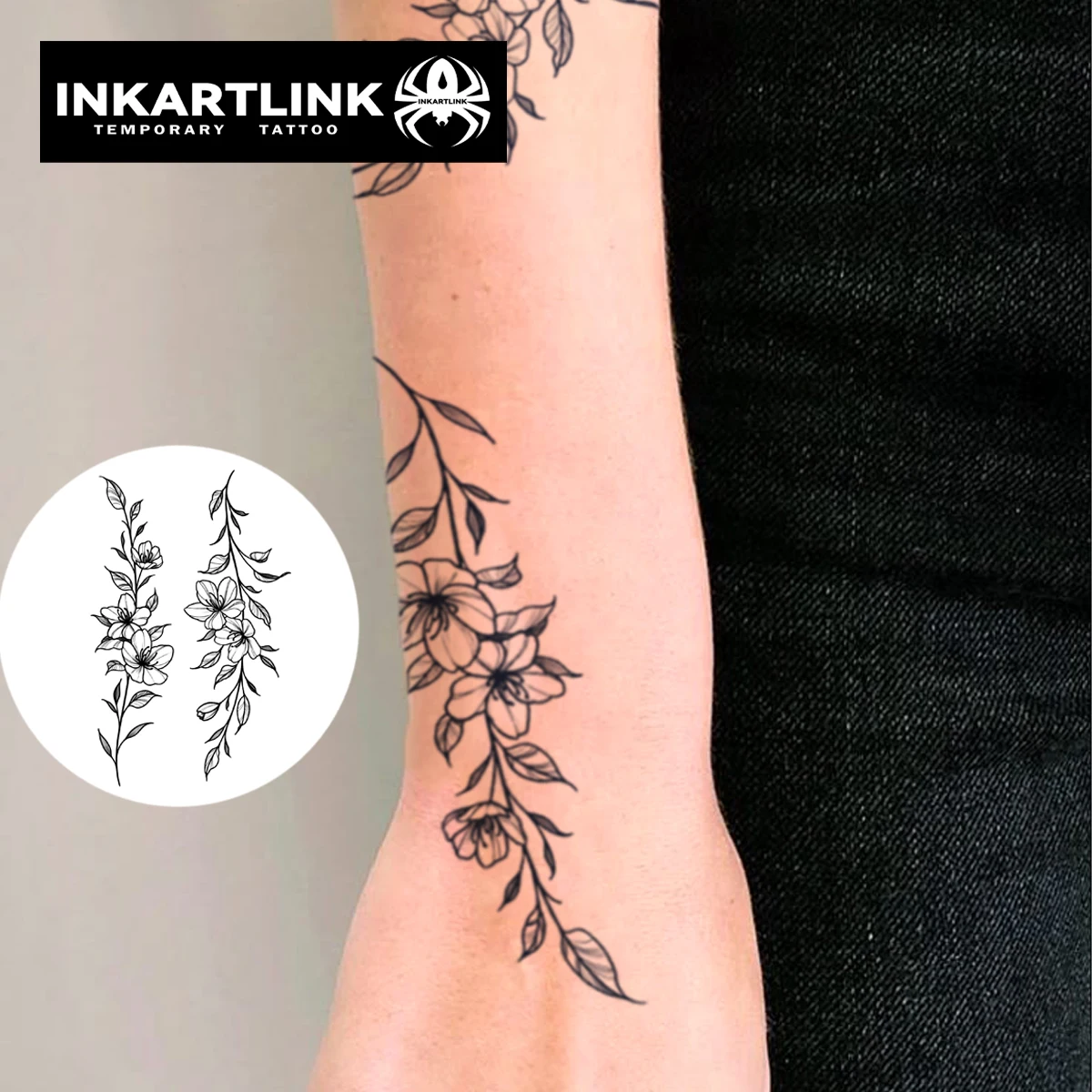 Flower Temporary Tattoo,Lasts To 15 Days New Technology Magic Waterproof Semi Permanent Sticker.