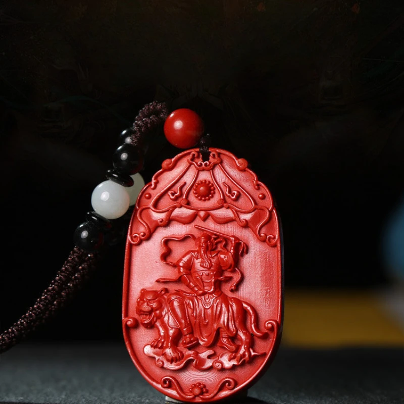 Natural Cinnabar Animal Year Necklace Chinese Zodiac Cinnabar Pendant Men and Women Lucky Red Rope Amulet Rope Chain Jewelry