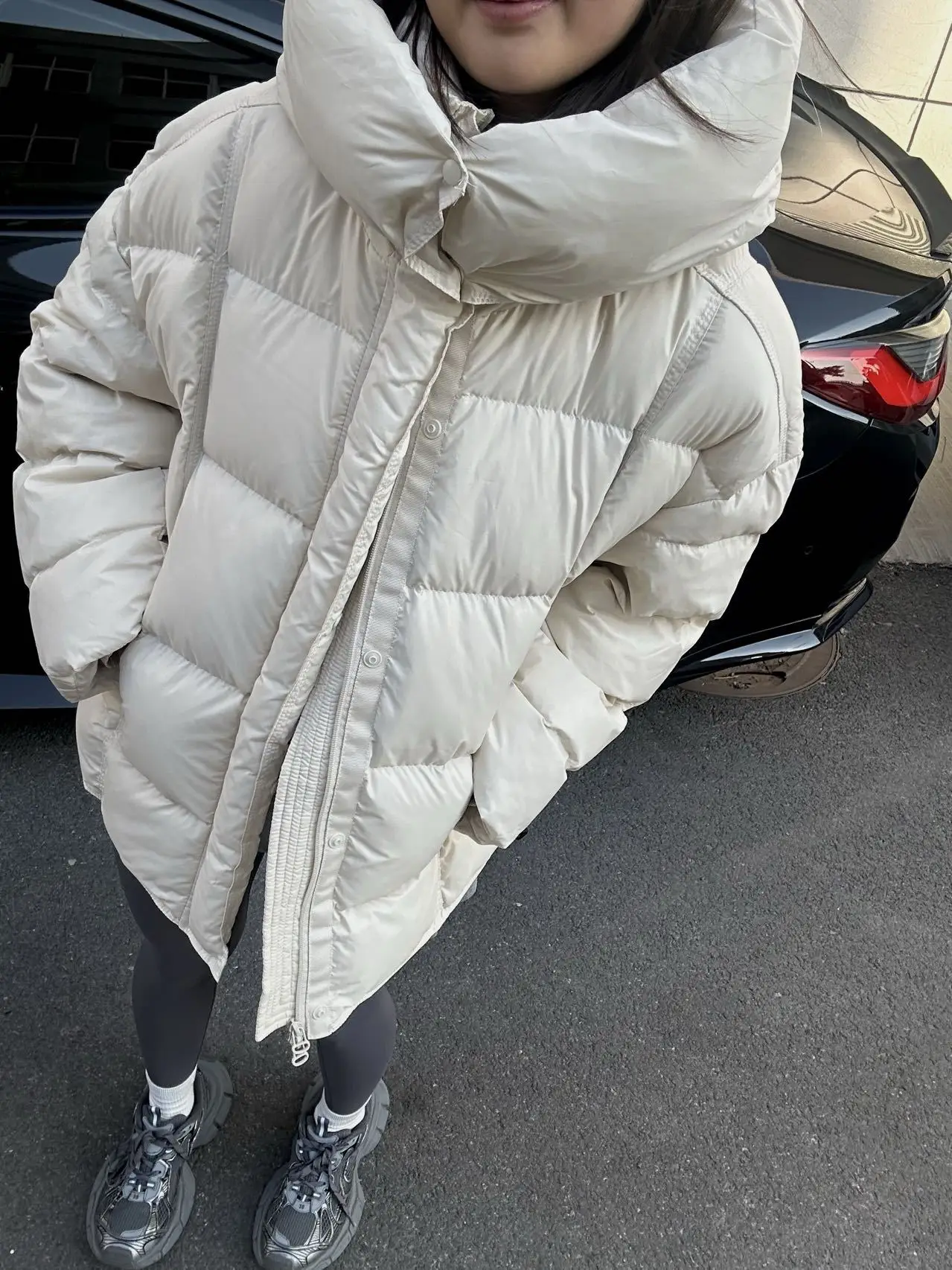 ฤดูหนาวที่ถอดออกได้Hoodedสั้นลงเสื้อแจ็คเก็ตหญิงWarm Zipper Quiltedหลวมเสื้อแจ็คเก็ตผู้หญิง 90 เป็ดสีขาวลงParker Outwears Coat