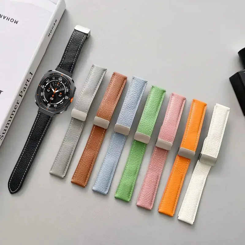 Магнитный кожаный ремешок для Samsung Galaxy Watch 8 Ultra 47 мм, спортивный удобный браслет Galaxy Watch 7 Ultra Correa, аксессуары