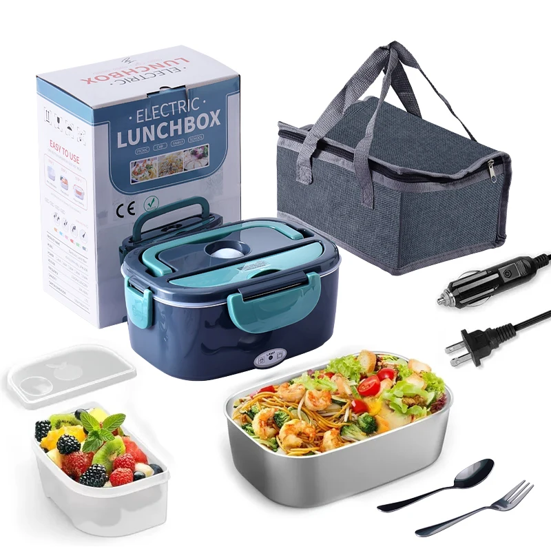 Stainless steel portable electric lunch boxes, dual-purpose electric lunch boxes for cars and households