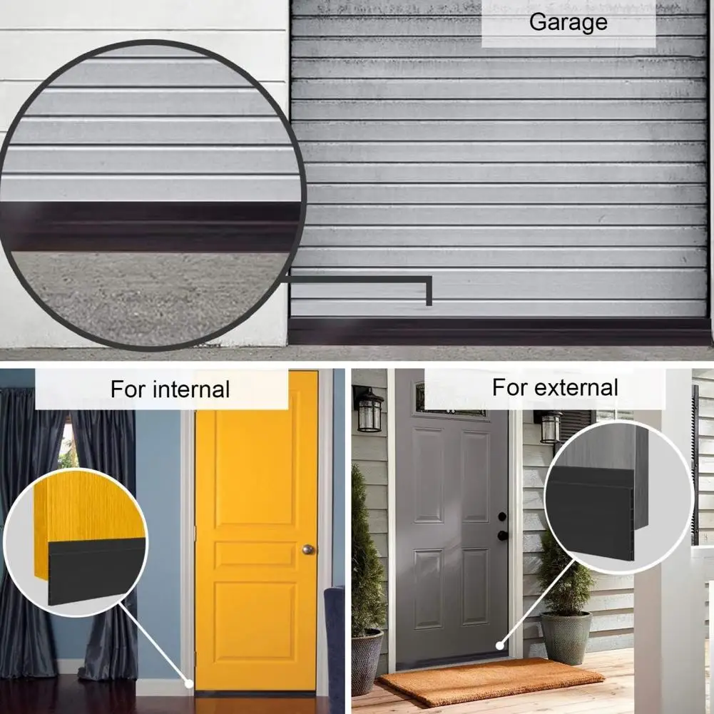 Light Blocking Door Strip Door Bottom Sealing Strip Set 2pcs 1m Adhesive Tpe Under-door Sweep Weather for Light for Home