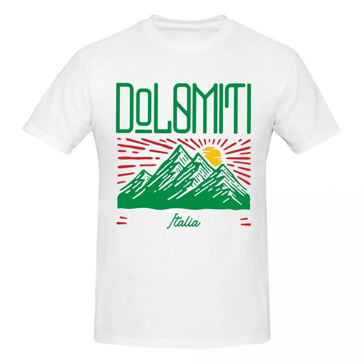 Camiseta divertida de Dolomitas Italia Mountains para hombre, ropa de calle, camiseta de manga personalizada con cuello redondo de algodón de gran tamaño para hombre