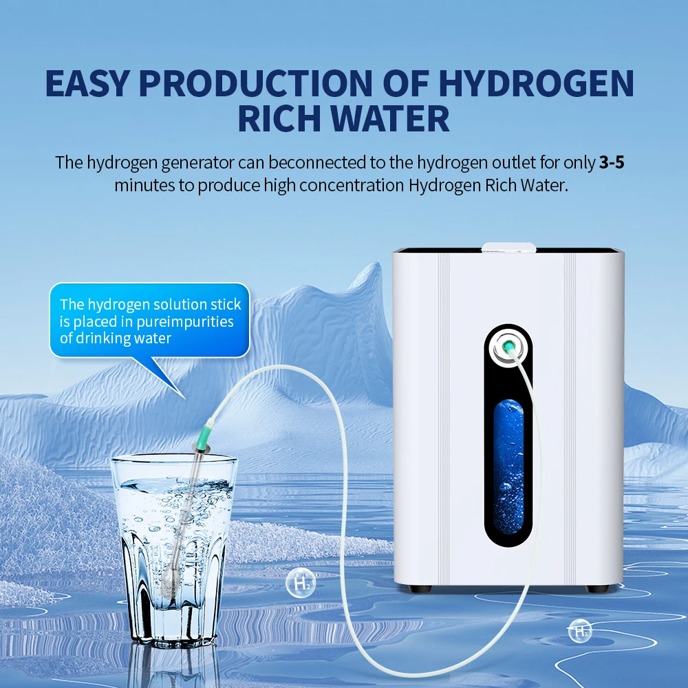 Suyzeko Waterstofinhalatie Machine Draagbare Waterstof Water Generator Voor Wellness 99.99% Zuiverheid Lage Ruis Spe/Pem 150 Ml/min