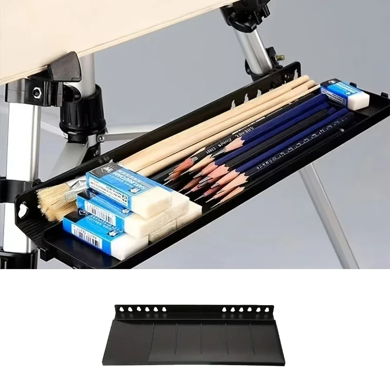 1Pc Painting Tray Attachment, Matte Black Art Supply Shelf with Raised Lip for Painting and Sketching Storage Racks