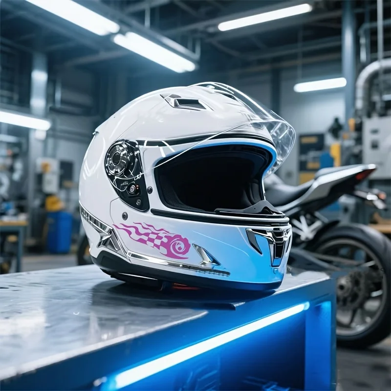 Adesivo Impermeável 2D com Estampa de Bandeira Xadrez para Decoração de Capacete e Carroceria de Motocicleta