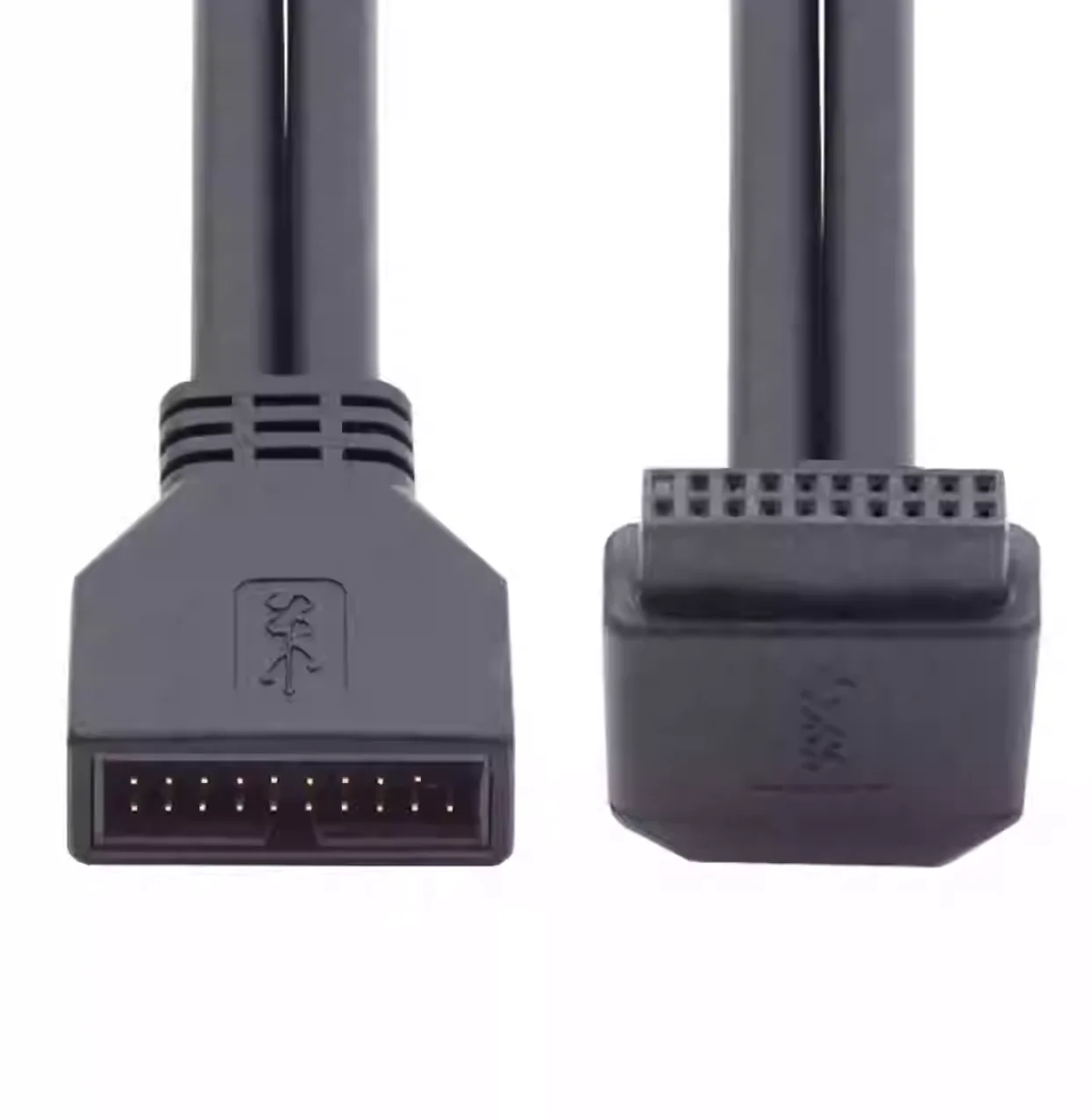 Codo frontal del chasis de alta velocidad, Cable de extensión de 90 grados, 20 pines y 19 pines, placa base USB 3,0, 20 pines IDC macho a hembra, Cable de datos M/F