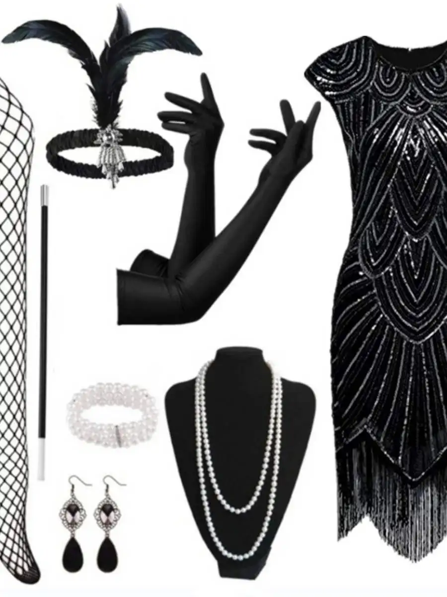 Retro Pailletten Svel Dr 920s Gatsby Quaste Rock Abendkleid Set Damen Faion Retro Sle Par Dr