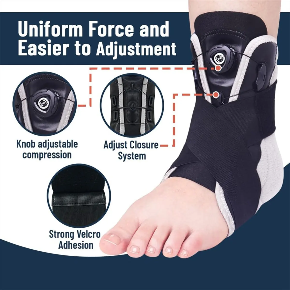 MSOR New Ankle Brace Adjustable Knob Maximum Metal Ankle Support Brace for Sprained Ankle,Tendonitis, Achilles