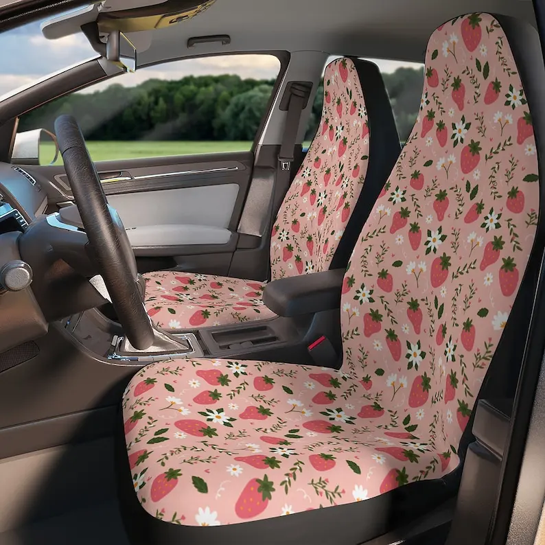 

Cute Strawberry Car Seat Covers Universal Environmentally Friendly Interior Decorations Comfortable Breathable Car Seat Covers