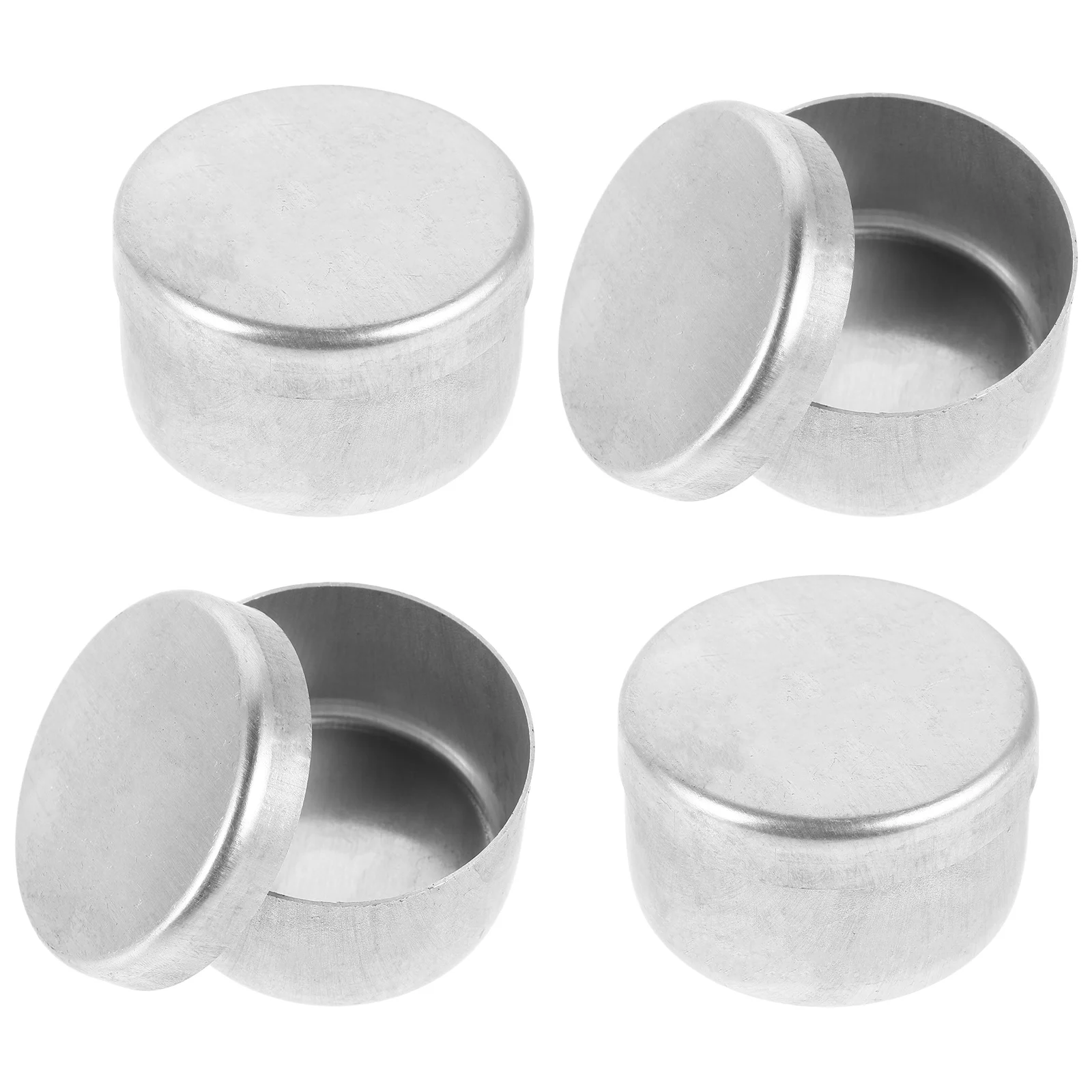 

4 Pcs Aluminum Tin Jars Black Sample Box Aluminium Empty Square Silver Containers
