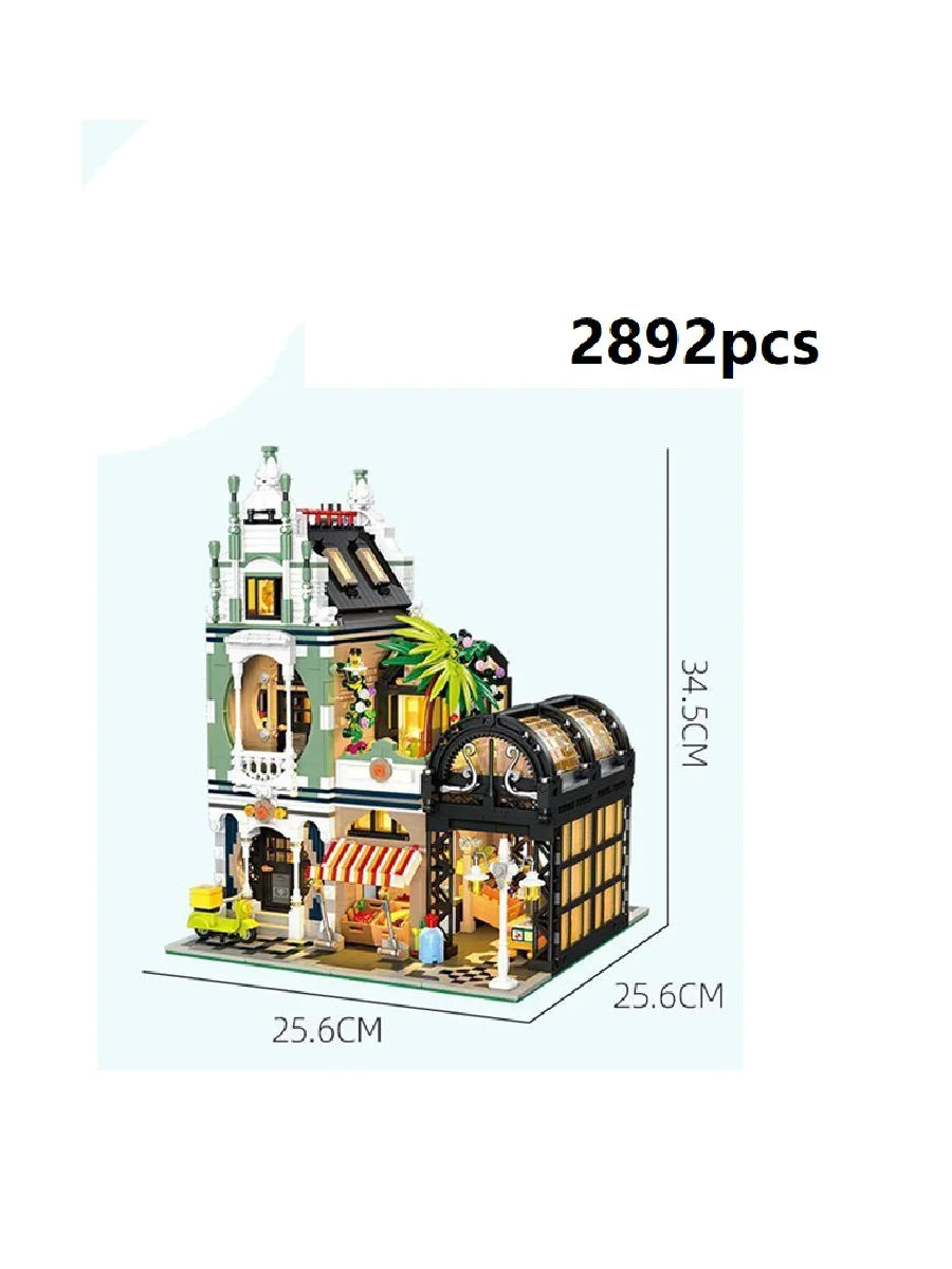 

European Market Modular Building Blocks City Street View Architecture Brick Model Creative Gifts uilding Construction Toys