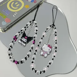 Cute Kuromi Hello Kitty Phone Chain Sanrio Phone Rope Knot Cellphone Lanyard Wristlet Keychain Bag Pendant For Earphone Case