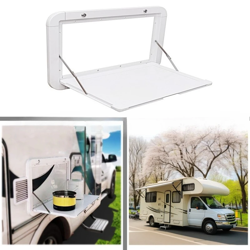 External Folding Table on The Outer Wall Aluminum Alloy External RV Dining Table, Folding with Lock Rack Table Board