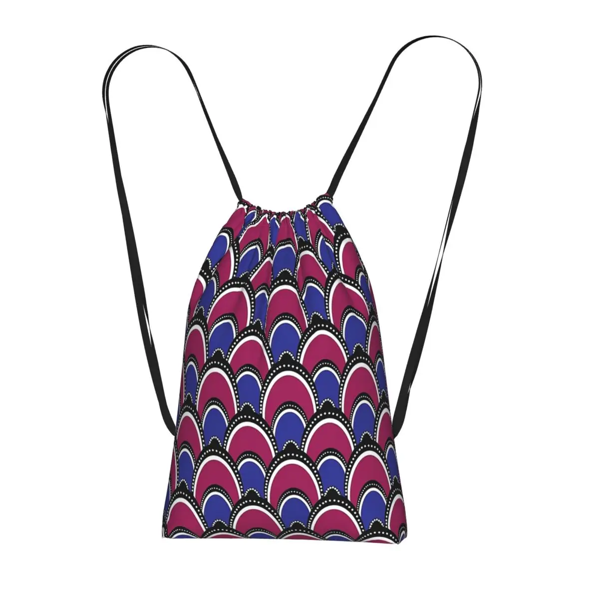 

Ankara Dutch Wax African Pattern Backpacks Portable Drawstring Bundle Pocket Sports Bag Book Bags for Travel Students
