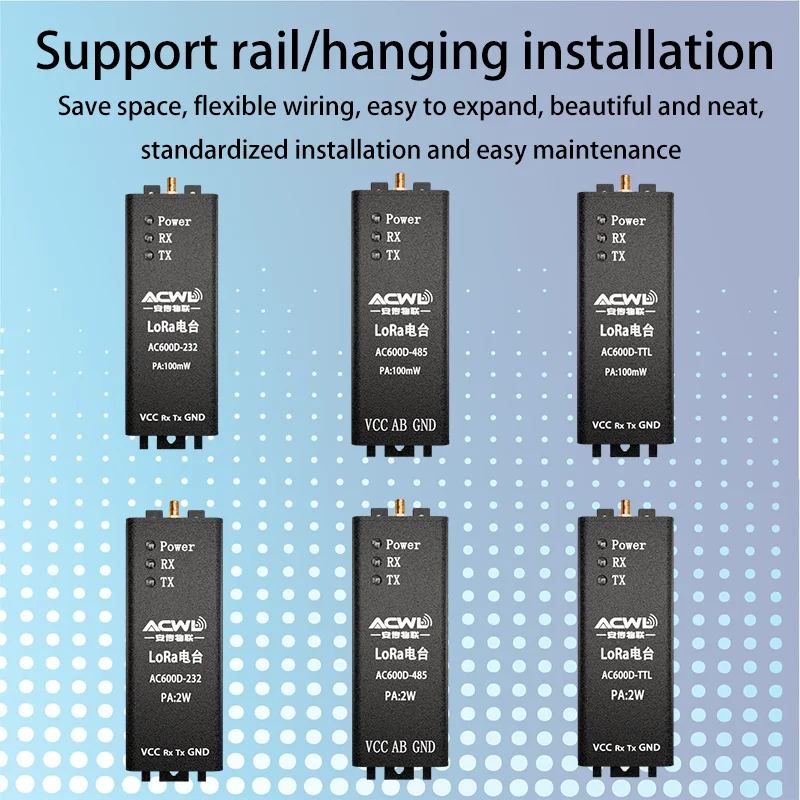 HighPerformance LoRa Data Transmission Radio AC600D_100mW 8km Range 6-32V Environmental Monitoring Industrial Data Acquisition