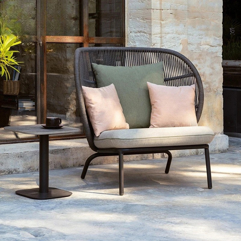 Outdoor Rattan Sofa Rattan Chair Coffee Table Villa Model Room Courtyard Balcony Outdoor Leisure Rattan Sofa Combination