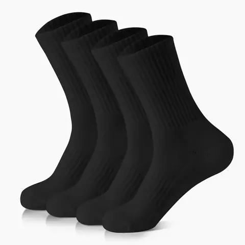 4 Pairs Men's Solid-Color Mid-Calf Sports Socks Breathable Comfortable Fitness Running Socks for Spring Summer Outdoor Hiking Travel Daily Casual Wear