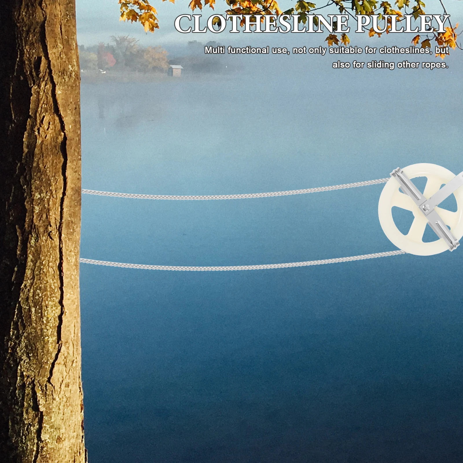 

1pc Laundry Drying Clothesline Pulley System For Cloth Drying Rope Pulleys Clothes Jackets Blankets Iron Plastic Rope Pulley