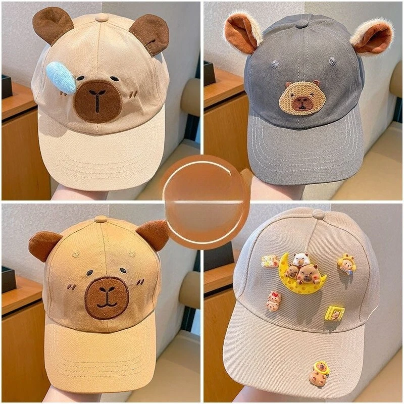Nowa kreskówkowa urocza czapka bejsbolówka Kapibala wiosenno-jesienna cienka modna uniwersalna czapka bejsbolówka chroniąca przed słońcem dla chłopca niemowlaka