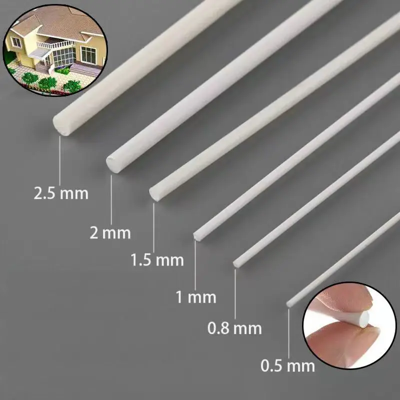 

30pcs ABS04 Styrene Rods 0.5-2.5mm Diameter 500mm Length Round ABS Plastic Rods for DIY
