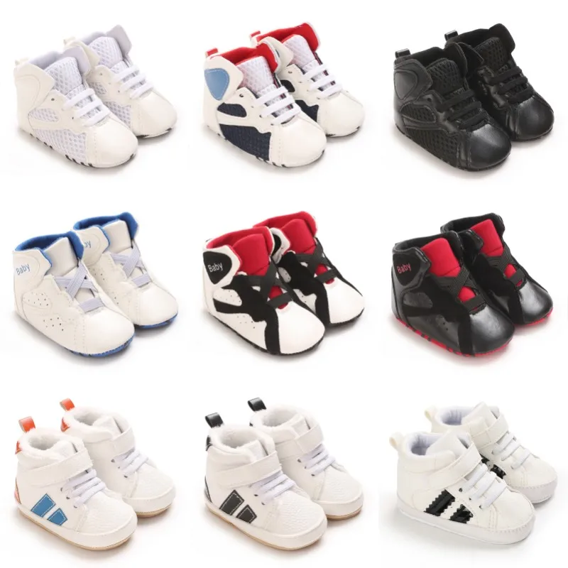 

0-18 Months Newborn Baby Shoes for Boys Fashion Basketball Sports Shoes Soft Sole Comfortable Baby Walking Shoes