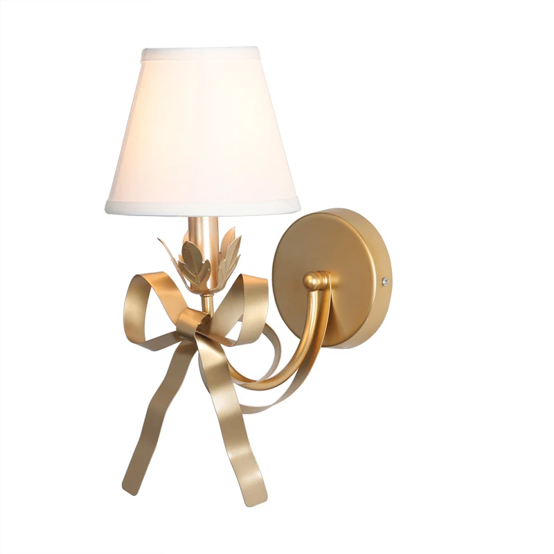 

Modern Simple Light Luxury E14 Bowknot Wall Lamp Living Room Bedroom Girl Princess Children Room Lights