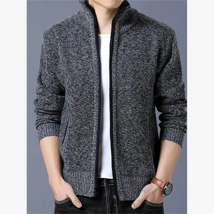 

Men's Fce Lined Thiened Hooded Sweater Jaet Zipper Cardigan Large Size Upper Body Winter Autumn Clothes Polyester Fiber