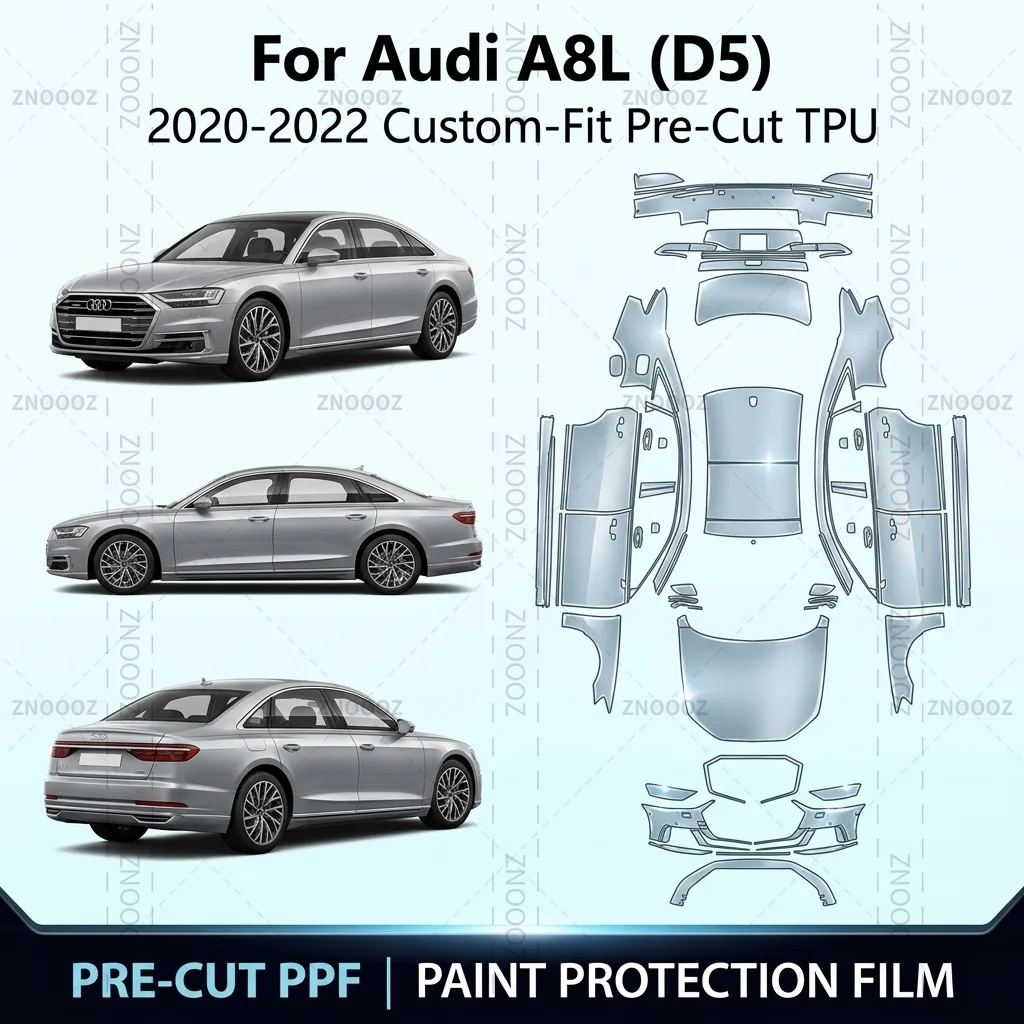 For Audi A8L (D5) 2020-2022 Custom-Fit Pre-Cut TPU PPF Paint Protection Self Full Vehicle Glossy Clear Matte Black Hydrophobic