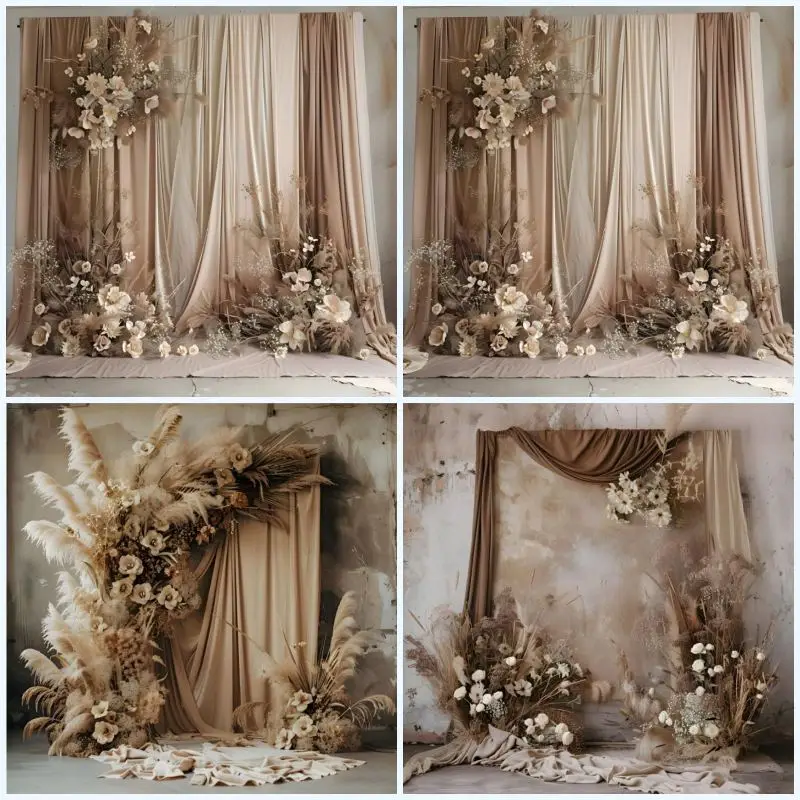 Mehofond التصوير الخلفيات البيج تان بوهو الأزهار جدار الفن الملمس الأمومة الزفاف خلفية الصورة استوديو التصوير الدعائم