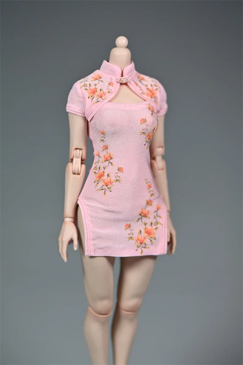 1/6 Schaal Vintage Qipao Elegante Vrouwen Cheongsam Sexy Korte Open Borst Chinese Jurk Model Voor 12 "Actie Figuur Lichaam