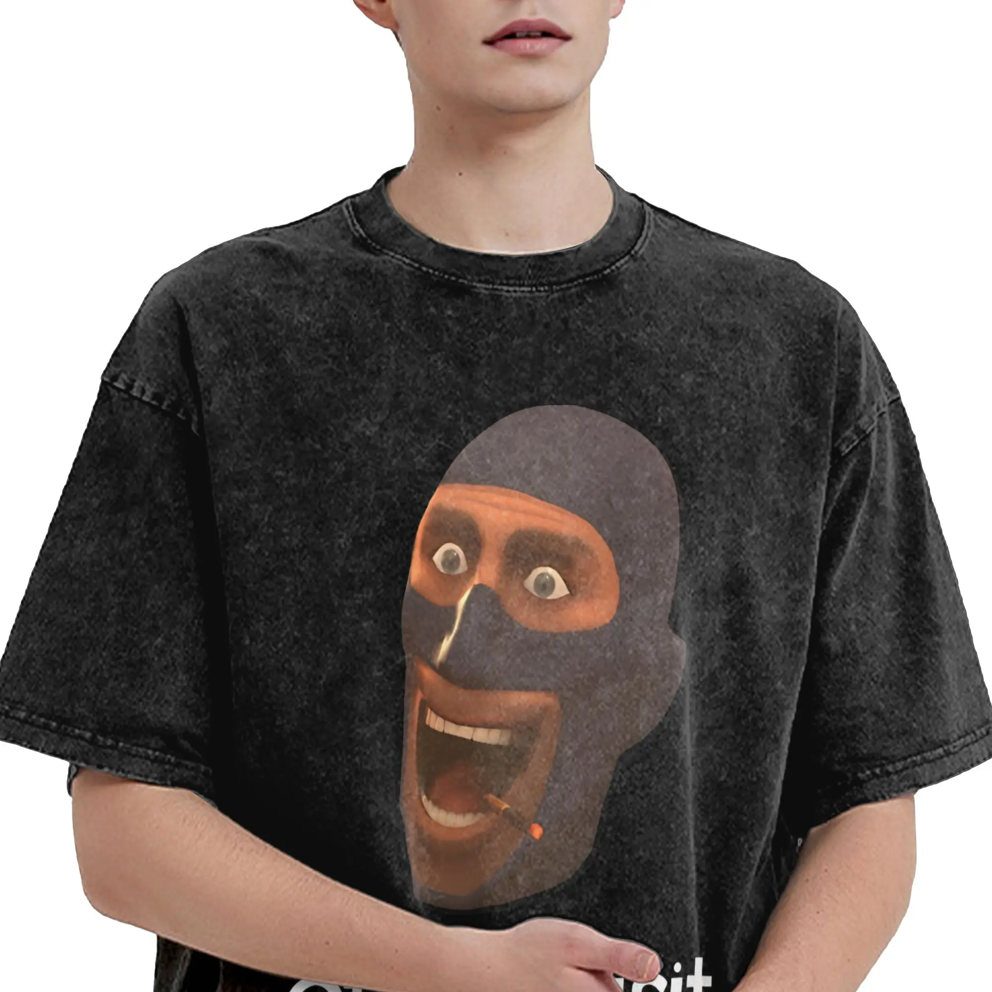 Off to visit your mother - Team Fortress 2  T Shirt Hip Hop Washed Short Sleeve Street T-Shirts  Retro Men Women Streetwear