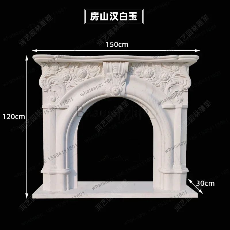 X4 Marble fireplace Natural marble French arch Living room fireplace Stone mantel