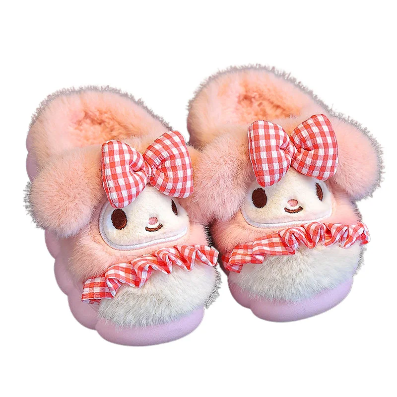 Zapatillas de niña Sanrio Otoño Invierno zapatillas de interior para padres e hijos My Melody mantener caliente dibujos animados Kawaii lindos nuevos zapatos de algodón para niños