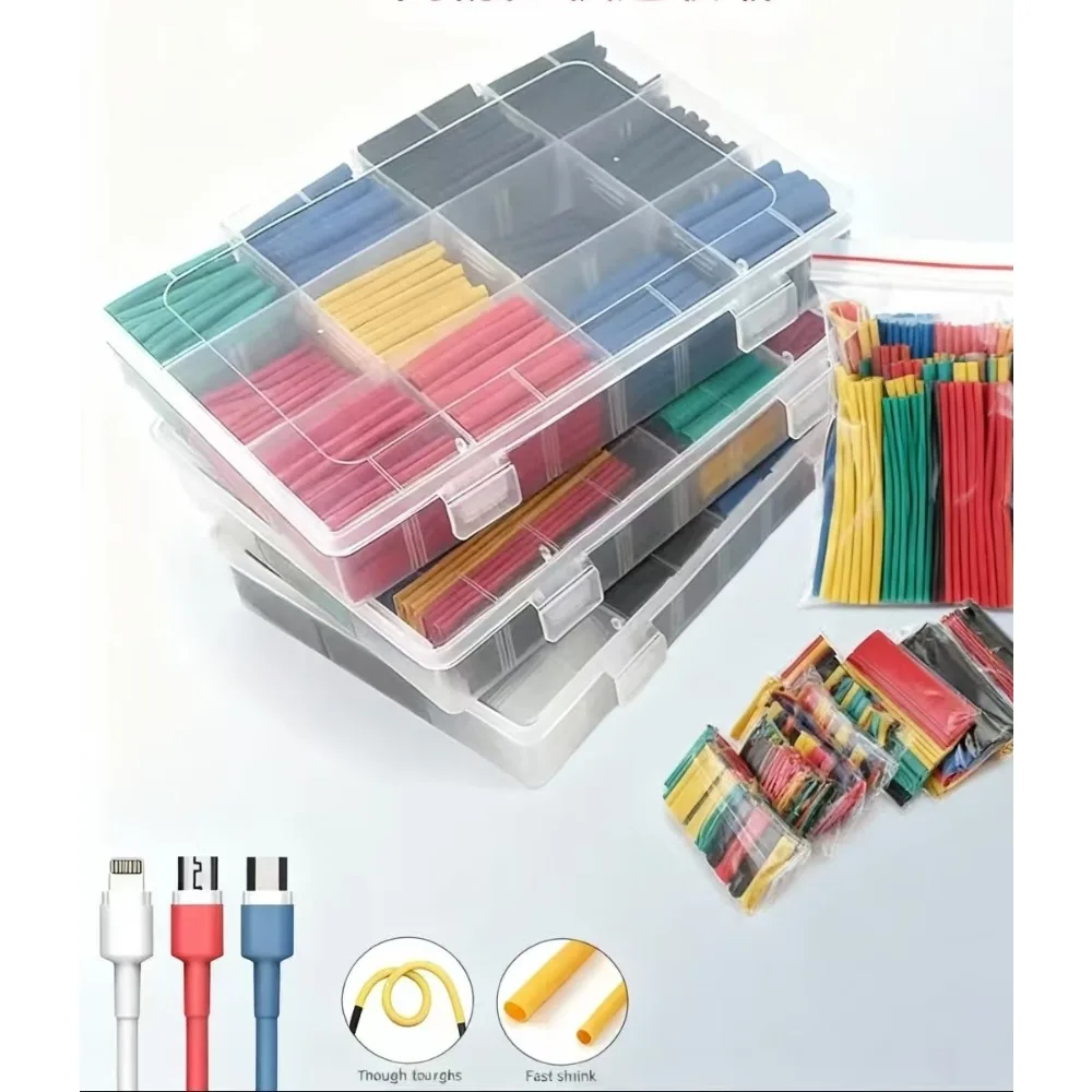 Schrumpfschlauch mit mehreren Durchmessern, wasserdichter Kabelschutz, einziehbares Thermo-Drahthülsen-Set für die Reparatur elektrischer Verkabelungen