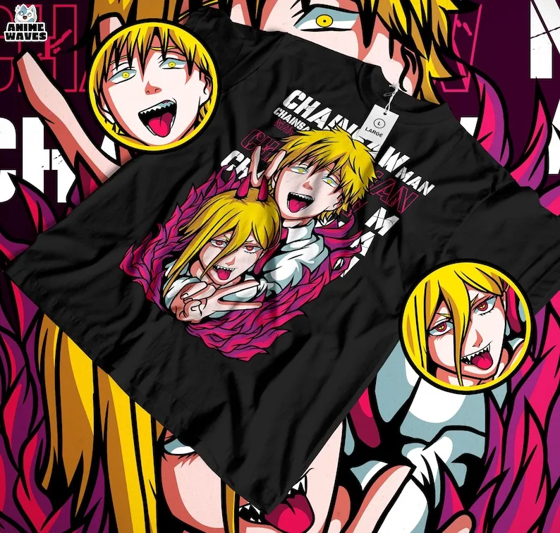 

Japanese Demon Duo Unisex T-shirt - Anime Manga Supernatural Tee, Dark Fantasy Art, Otaku Inspired Clothing, Retro Manga Style A