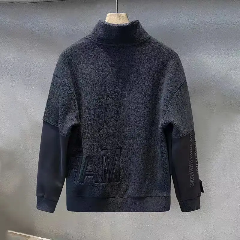 

Autumn and winter sweater men's retro thermal pullover bottoming shirt fashion casual embroidered thickened T-shirt