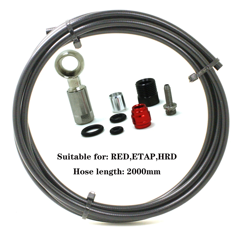 

Hose Set Kit Hydraulic Disc Brake Rubber+Steel Oil Needle Portable Practical 2 Meters Banjo Connector For-Sram