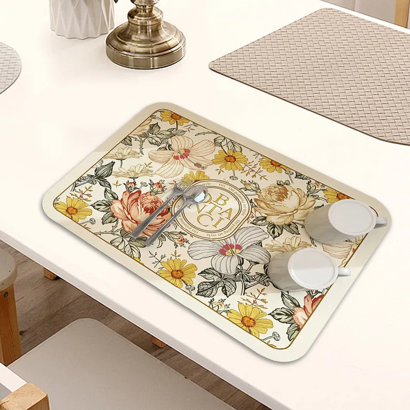 Cross-Border New Arrival Solid Color Diatom Ooze Water-Absorbing Quick-Drying Coaster Kitchen Water Draining Pad Non-Slip Wear-R