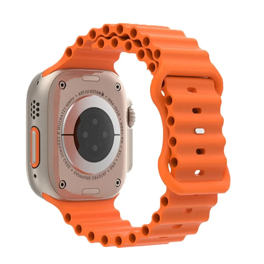 Silicone Ocean Strap for Apple Watch Ultra Band 49mm Bracelets for IWatch Series image 5