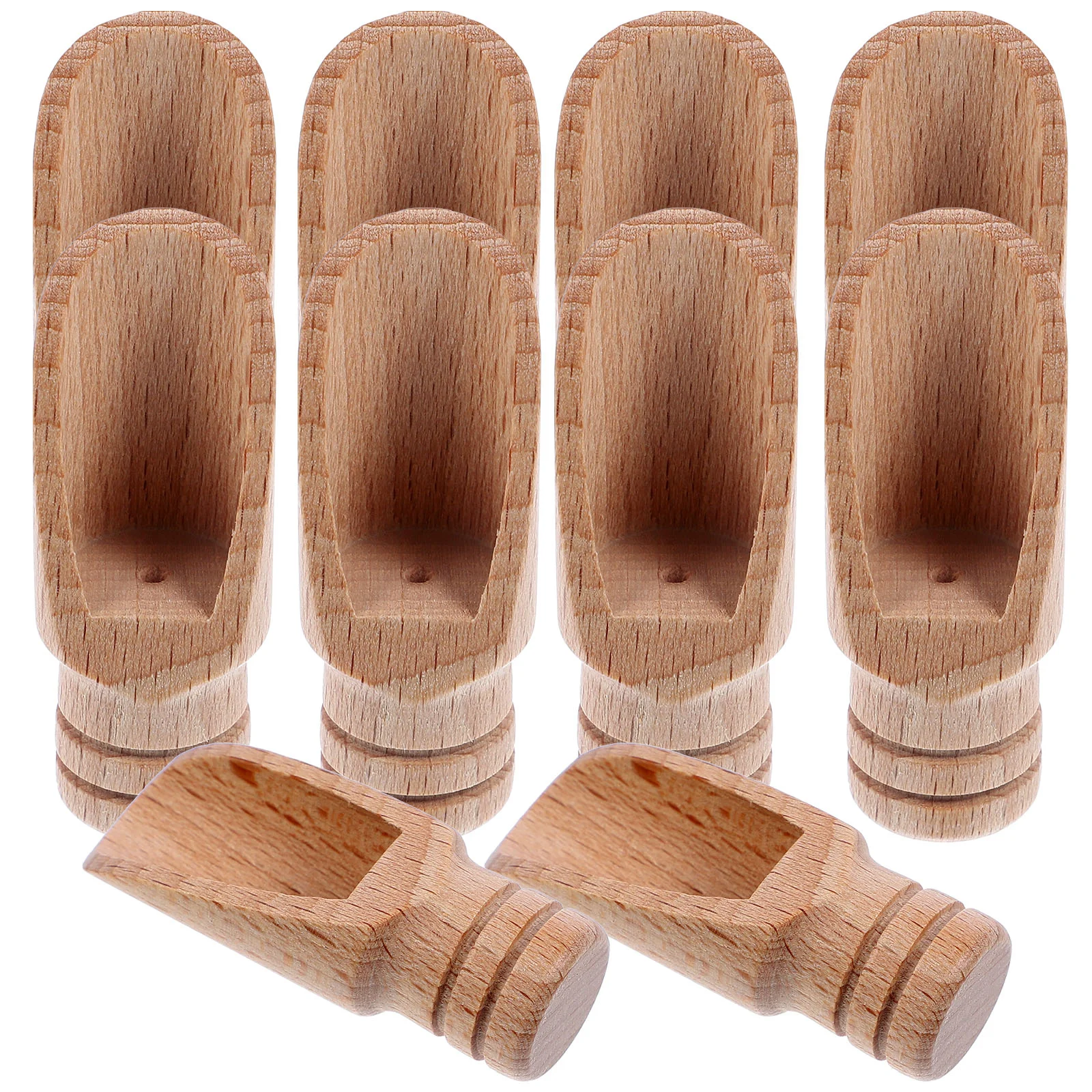 10 Pcs Salt Bath Mini Wooden Scoop Tiny Spoons Milk Leaves Condiment Measuring