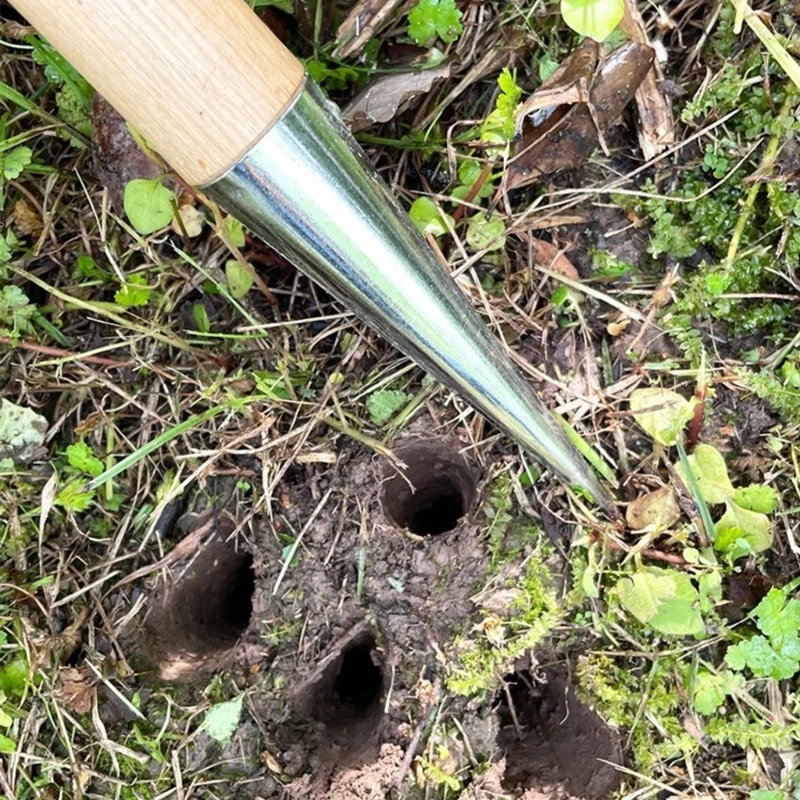 Hand Dibber Stainless Steel Sow Dibbler with Handle Garden Hole Tool