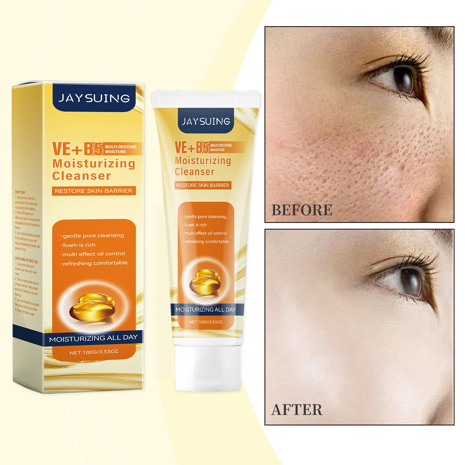 Crème hydratante JAYSUING VE+B5 - Hydratant pour le visage à la vitamine E & B5, hydratation 24 heures, soin pour la peau sèche