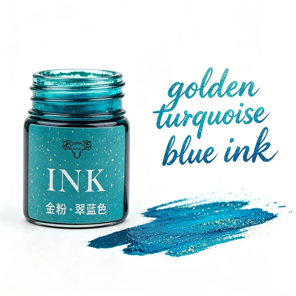Goldene Pulverfarbene Füllfederhaltertinte 15ml Sternenhimmel-Glitzerpulver zum Färben, Malen, Kalligraphie-Übungen, Farbige Tinte – Detail 25