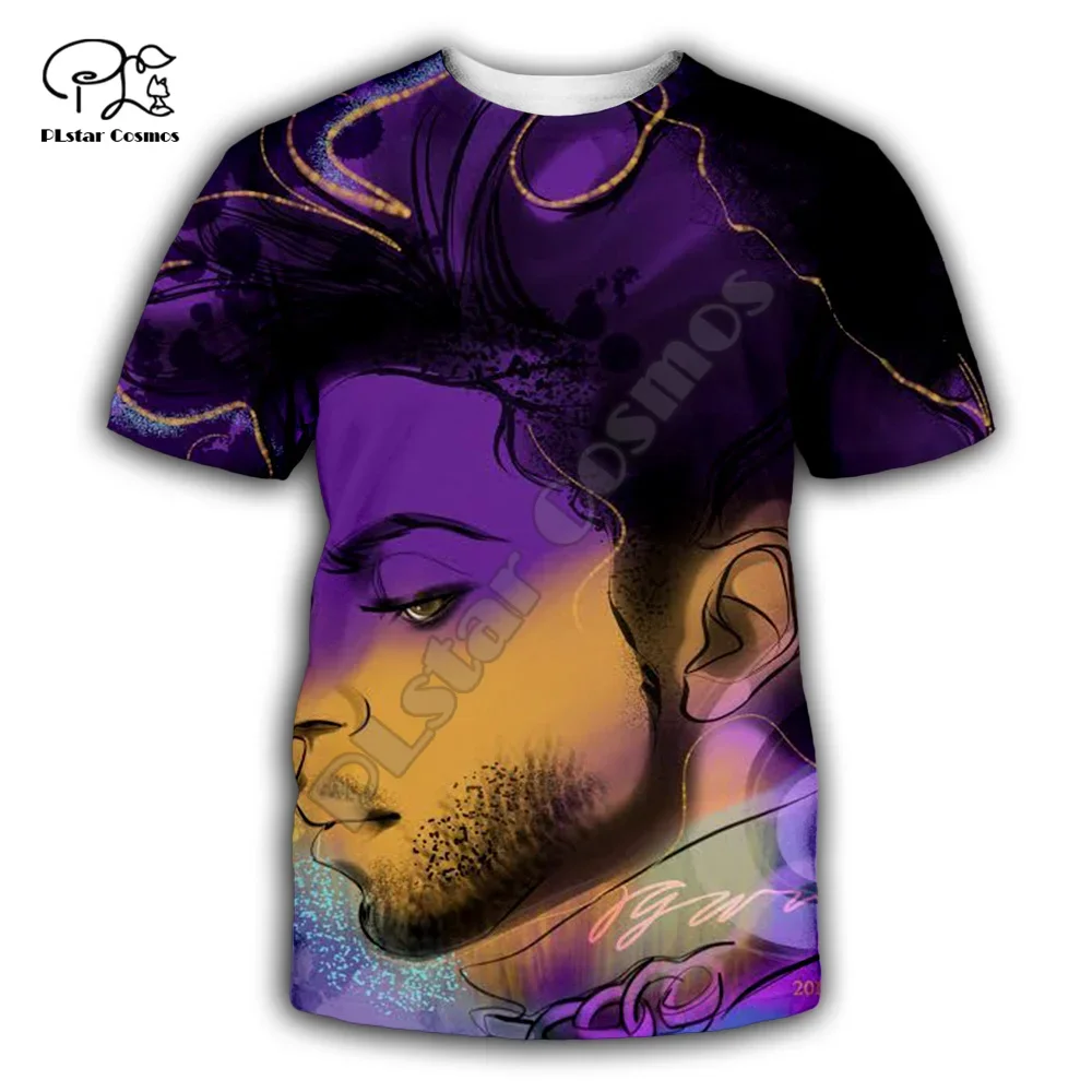 PLstar Cosmos Popular Singer Prince Rogers Nelson Purple 3DPrint Summer Casual Funny T-shirts Short Sleeves Unisex Men/Women A4