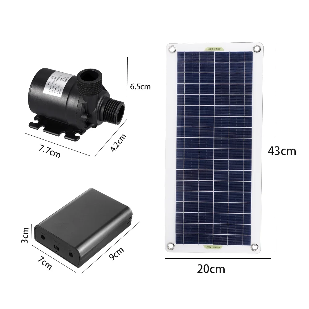 50W 800l/h Brushless Solar Water Pump Monocrystalline Silicon Low Noise Continuous Work Pond Pump Camping Travel Kit Tool