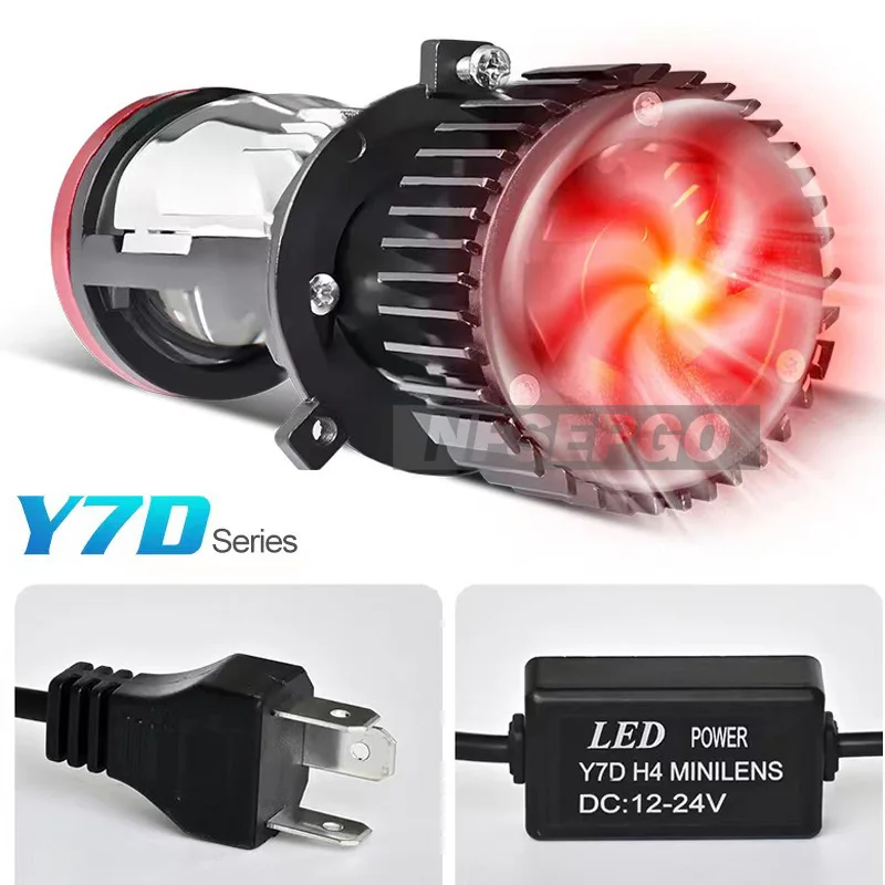 Y7D 120W H4 Headlights Car H4 LED Mini Projector Lens 6000K High Low Beam Turbo Fan Auto LED H4 Lamp LHD RHD 12V 24V