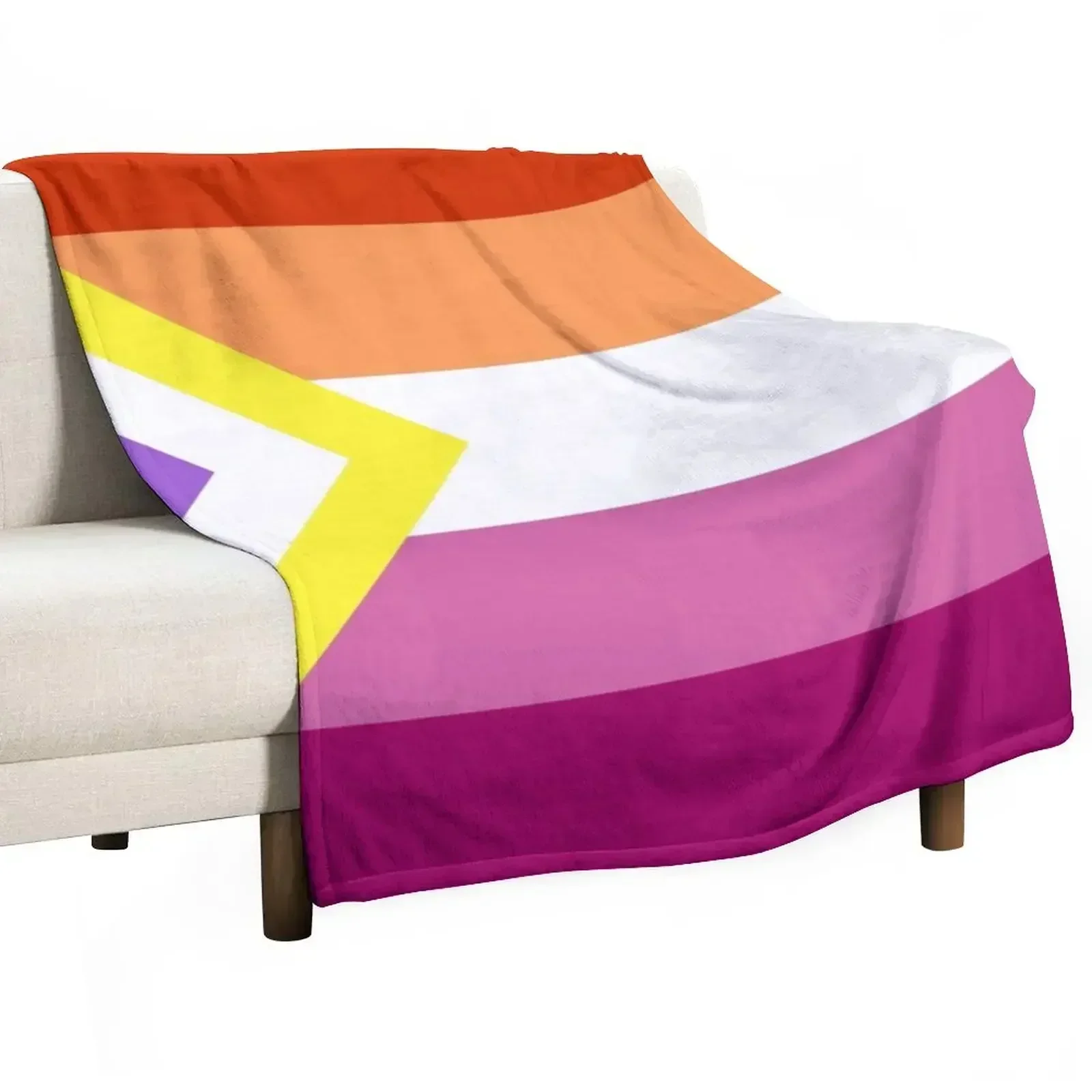 

nonbinary lesbian flag Throw Blanket Faux Fur Soft Warm Blanket for Bed
