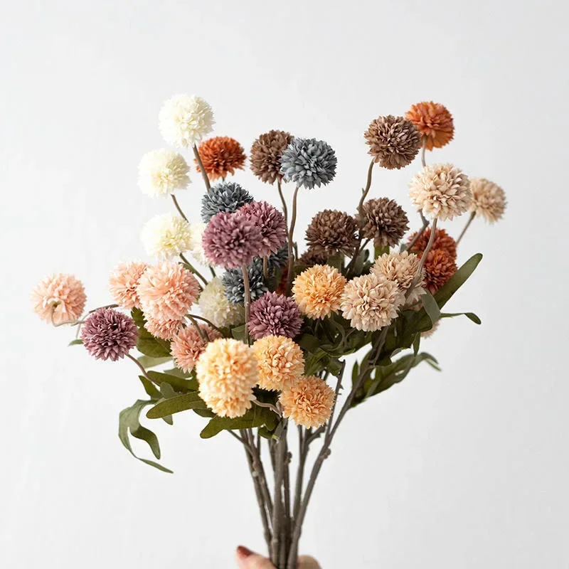 

5 Heads Dandelion Artificial Flowers Bridal Bouquet Wedding Home Party Decor Flower Arrangement Christmas Decoration Hydrangea